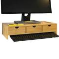 Miniatyrbillede 7 af 7: Rootz Bamboo Monitor Stand Computer Screen- Monitor Stand Monitor Riser Desk Organizer med 3 skuffer