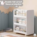 Miniatyrbillede 7 af 8: Rootz 2-i-1 reol til børn - Opbevaringsorganisator - Mobil reol - Dobbeltsideadgang - Holdbar MDF - Børnesikkert design - 62,5 cm x 82,5 cm x 40 cm