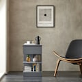 Miniatyrbillede 4 af 7: Rootz Sengebord - Natbord - Sidebord - Kommode - Rummelig opbevaring med 3 hylder og skuffe - Kompakt design Passer til smalle rum - Nem montering - G