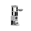 Miniatyrbillede 1 af 8: Rootz Cat Trees House - Dobbeltgulv - Skift retning - kradsestolpe - tykke stammer - Udsigtsplatform - Pladsbesparende kat - Carb certificeret spånpla