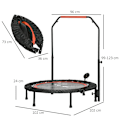 Pikkukuva 3 / 6: Rootz Mini trampoliini - Korkeussäädettävällä kahvalla - LCD-näyttö - Teräs - Musta + Punainen - Ø102 x 99-123cm