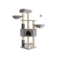 Miniatyrbillede 1 af 6: Rootz Cat-kradsestolpe - Kattetræ - Katteklatrestativ - Spånpladekonstruktion - Plysbeklædning - Sisalreb - 50 cm x 50 cm x 160 cm - Dove Grå-Cream Hv