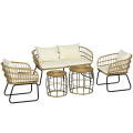 Miniatyrbillede 1 af 4: Rootz Havemøbler - Sædehynder - Loungesæt - Udendørs siddegruppe - Boho Style - 5-delt sæt - PE Rattan-polyester - Creme - Naturlig - Sort - 145 X 70