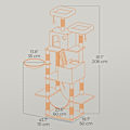 Miniatyrbild 6 av 6: Rootz Cat Tree - Scratching Post - Climbing Tree - Space Saving Amusement Park - 60 x 50 x 206 cm - Grå - Plush & Sisal