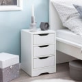 Miniatyrbillede 6 af 7: Rootz natkonsol 31x49x31 cm hvid mat med 3 skuffer - Hvidt sengebord med opbevaringsplads - Natbord Simple Modern - Natbord Klein - Natbord soveværels