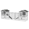 Miniatyrbild 5 av 6: Rootz Small Animal Hutch - Dubbelt huvudhus - Marsvinshår - Bunny Run - Trä Small - Run Box - Utdragbar bricka - Ramp - Grå - 259 x 64 x 92 cm
