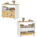 Pikkukuva 10 / 11: Rootz -rullattava keittiövaunu - Mobile Kitchen Island - Keittiön kärry - runsaasti säilytystilaa ja helppoa liikkuvuutta - 107cm x 50 cm x 85cm