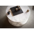 Miniatyrbild 5 av 7: Rootz Elegant soffbord - Runt bord - Marmorlook - Vit - Fjärrkontrollförvaring - Mångsidig design - Repskydd - 60cm x 60cm x 30cm