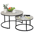 Miniatyrbillede 1 af 8: Rootz 2 Sofaborde - Sideborde - Industrielt design - Sengebord - MDF-Metal - Grå-Sort - 78,5 Cm X 78,5 Cm X 46,5 Cm