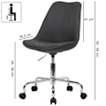 Miniatyrbillede 2 af 7: Rootz skrivebord sort stof - Design drejestol med ryglæn Arbejdsstol med en maksimal belastning på 110 kg Skalstol med hjul - Drejestol