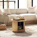 Miniatyrbild 7 av 11: Rootz Round Side Table - Kaffe Round Table - Bambu Sofa Table - Dold förvaring, skjutdörr - Ø60 x 45 cm, har 20 kg