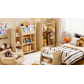 Miniatyrbillede 4 af 9: Rootz Kids Tøjstativ - Børnetøjsstativ - Hængestang - Massiv træstang - Skoopbevaring - 71 cm x 110 cm x 40 cm