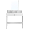 Miniatyrbillede 6 af 8: Rootz Toiletbord - Comestica Bord - Make-up bord - 2 skuffer - Spejl - Åbne rum - Forarbejdet træ - Hvid - 80 x 40 x 140 cm