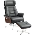 Miniatyrbillede 10 af 11: Rootz Relaxation Stol med afføring - Liggende drejestol - Læder Look lænestol - 360 ° Rotation - 80W x 84d x 108H cm