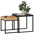 Miniatyrbillede 10 af 11: Rootz Moderne sofabordsæt - sofaborde - sideborde - holdbart MDF -stål - 45x45x45cm & 40x40x40cm