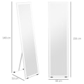 Miniatyrbillede 3 af 5: Rootz Stående Spejl - Vægspejl - Helkroppsspejl - Med LED'er - Hærdet glas - Hvid + Sølv - 40 cm x 150 cm