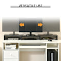 Miniatyrbild 7 av 10: Rootz Monitor Stativ - 3 hyllor - Längd Vinkel Justerbar - Dubbelskärm Stativ - Trähylla - Bildskärmshållare för dator - Svart - 80-117 x 23,5 x 10 cm