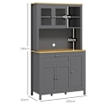 Miniatyrbillede 3 af 6: Rootz Kitchen Cabinet Buffet - Spisestue Showcase - Gray Storage Unit - Ample Storage - 100 cm x 40 cm x 180 cm