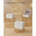 Miniatyrbild 5 av 6: Rootz smyckeskrin med spegel - Organizer - Förvaringsfodral - Molnvit - 17 cm x 28 cm x 20,5 cm - Modern stil - PU-läder/MDF/sammet/glas.