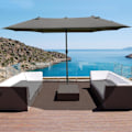 Miniatyrbillede 2 af 11: Rootz Parasol med Parasol Stand - Grå - Stål, Polyester, Abs - cm x cm x 94,48 cm