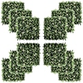 Miniatyrbild 1 av 4: Rootz konstgjord växt - Vägghäck - UV-skydd - Sekretessskärm - Rhododendronblad - Designhäckväxt för trädgård utomhusdekor - Grön + Vit - 50 x 50 x 5