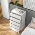 Miniatyrbillede 4 af 7: Rootz 5 skuffe bryst - opbevaringsmøbler - håndløst design - let åbning - 60 x 38 x 100 cm hvid