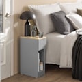 Miniatyrbillede 4 af 8: Rootz Modern Sengebord Sæt med 2 - Sofabord - Sidebord - Lysegrå - med skuffe og åbent rum - Stabil med skridsikre puder - 20 cm x 60 cm x 35 cm
