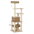 Miniatyrbillede 5 af 9: Rootz kradsestolpe - beige, brun - konstrueret træ, plys, sisal - 21,65 cm x 21,65 cm x 68,5 cm