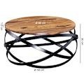 Miniatyrbillede 5 af 7: Rootz sofabord 60x30x60 cm Sheesham massivt træ - metal sofabord - Design stuebord rundt - Stuebord industribrun - Designer træbord sofabord massivt -