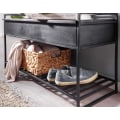Miniatyrbillede 5 af 7: Rootz bænk med opbevaringsplads 90x52x38 cm mango massivt træ - metal korridor bænk sort - Sko bænk med sæde Lille - Smal garderobe bænk med sko rack