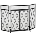 Miniatyrbillede 1 af 6: Rootz Spark Protection Grille - Pejsskærm - Brandskærm - Foldbar - 3-delt design - 120 cm x 79 cm - Sort metal