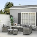 Miniatyrbillede 6 af 7: Rootz Luxury Poly Rattan Havemøbelsæt - Havemøbler - Havesæt - Loungesæt - Loungemøbler med sidebord - Sædehynde - Grå - 136W x 65D x 71H cm