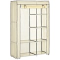 Miniatyrbillede 1 af 6: Rootz Stofgarderobe - Skab - Soveværelse - Ikke-vævet stof - Opbevaringsløsning - Plastforbindelser - 6 hylder - 1 tøj - Creme - 103L x 43W x 162,5H c