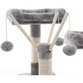 Miniatyrbillede 8 af 9: Rootz Cat Tree - Kradsestolpe - Hængekøje - Kattehule - 6 niveauer - Grå - Beige - 50 x 50 x 164 cm