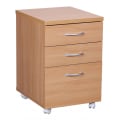 Miniatyrbillede 1 af 7: Rootz container 40 x 60 x 45 cm underskab med hjul bøg - vogn med skuffer - roll-up skab kontor - Kosmetikvogn Make Up trolley - Container under skriv