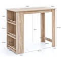 Miniatyrbillede 3 af 7: Rootz Sonoma 120 x 107,5 x 60 cm Barbord Træ køkkenbord - Bardisk med integreret hylde - Bar Bistro Bord Køkken Rektangulært - Festbord træbord - Vægm
