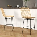 Miniatyrbillede 9 af 10: Rootz Sæt med 2 Boho Barstole - Bordskamler - Rottefletstole - Åndbar komfort - Robust stålstel - 45 x 53,5 x 105 cm