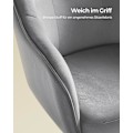 Miniatyrbillede 3 af 7: Rootz Drejestol - Kontorstol - Rullestol - Stålstel - Fløjlsbetræk - Justerbar højde - 64cm x 64cm x (83-93)cm - Dove Grey