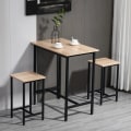Miniatyrbillede 2 af 7: Rootz 3-delt siddegruppe - Industrielt design - 1 bord 2 skamler - Sort + Natur - 80L x 50W x 85H cm