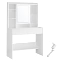 Miniatyrbild 1 av 7: Rootz White Sminkbord - Sminkbord - Sminkbord - Spånskivamaterial - Rymlig förvaring - Enkel montering - 40 cm x 90 cm x 144,7 cm