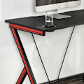 Pikkukuva 4 / 7: Rootz Gaming Table - Desk with Headphone Hook - Drink Holder - Computer Desk - Steel + MDF - Black - 105 x 55 x 75 cm