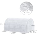 Miniatyrbillede 3 af 6: Rootz Tunnel Drivhus - Walk-in Grow House Telt - Roll Up Walls - Zip dør - Galvaniseret stålramme - Forstærket dæksel - Hvid - 4x3x2m