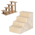 Miniatyrbild 5 av 5: Rootz Djurtrappa - 4-stegs hundramp med avtagbart skydd - Katttrappa - Hundtrappa - Djurtrappa - Spånskiva - Plysch - Beige - 60 x 35 x 44 cm