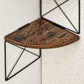 Pikkukuva 5 / 7: Rootz-kulmahylly - 5-tasoinen kulmahylly - seinäasennuskulmahylly - lastulevy, teräs - vintage ruskea-musta - 20 x 20 x 127,5 cm