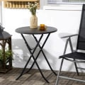 Miniatyrbillede 2 af 6: Rootz Havebord - Rundt - Sammenklappeligt - Til 2 personer - Trælook - Stål + Plast - Mørkegrå - 60 x 60 x 73 cm