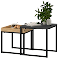 Miniatyrbillede 1 af 11: Rootz Moderne sofabordsæt - sofaborde - sideborde - holdbart MDF -stål - 45x45x45cm & 40x40x40cm
