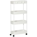 Miniatyrbillede 1 af 8: Rootz Køkkenvogn - Serveringsvogn - Køkkenvogn - Med 4 hylder - 3 fleksible kroge - 4 hjul - Hvid - 40cm x 19cm x 90cm
