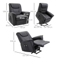 Miniatyrbillede 3 af 6: Rootz Massagestol - Stand-up Aid - Elektrisk biografstol - 8 Vibrationspunkter - Varmefunktion - Fodstøtte - Kunstlæder - Sort - 93L x 95W x 106H cm