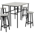 Miniatyrbillede 1 af 7: Rootz industrielt barbordssæt - 6 stykker - 2 borde og 4 barstole - Grå + Sort - Spånplade - Stål - 100L x 40W x 90H cm