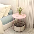Miniatyrbillede 2 af 5: Rootz Round sofabord - Lille bord - sidebord - Rumbesparende design - 45 cm x 50 cm - lyserød, brun
